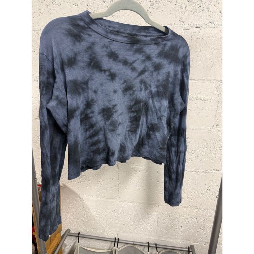 PINK Victoria Secret Navy Tie-Dye Long Sleeve Crop Top - Size XS Like New